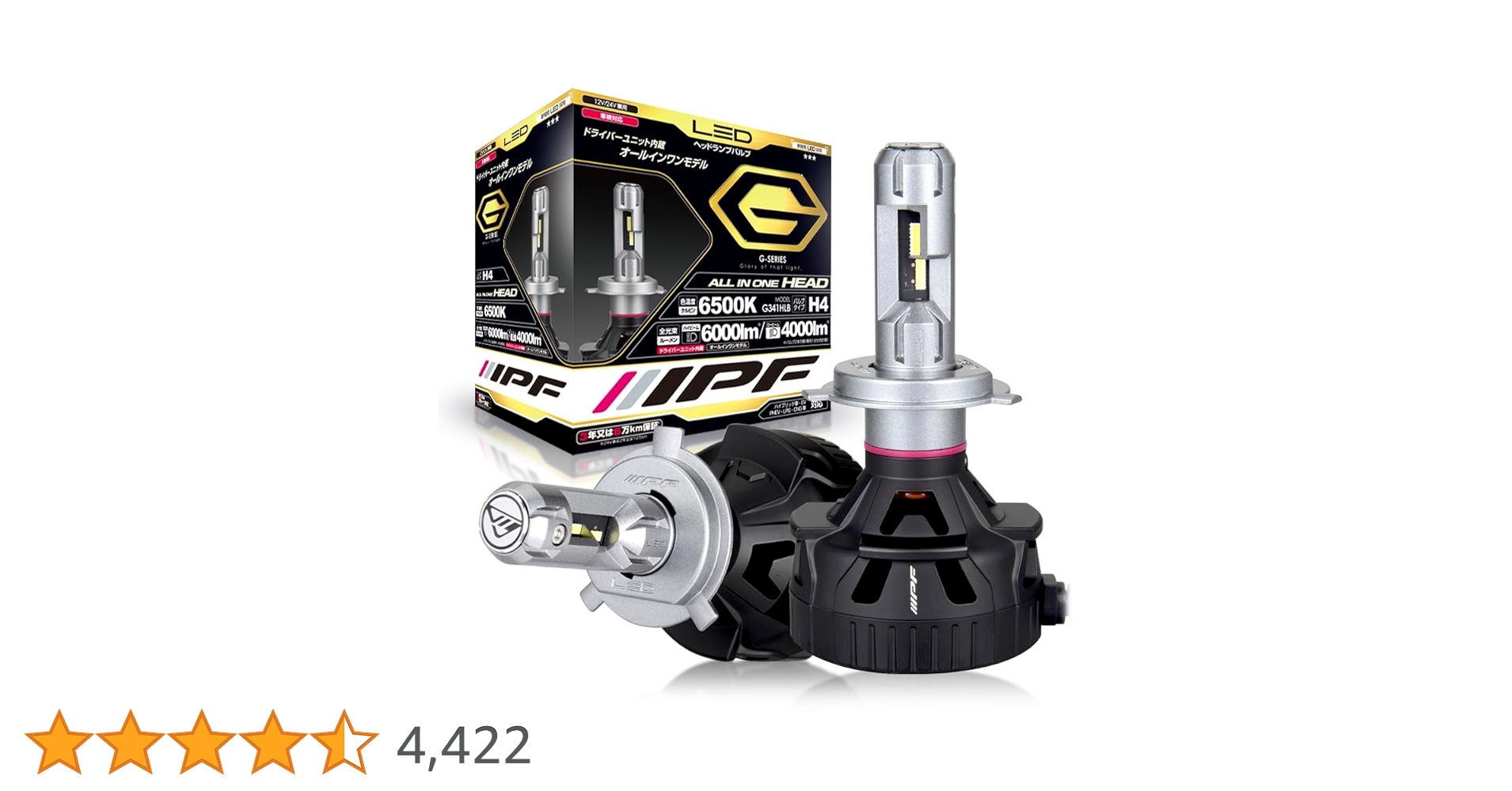 新品未開封品 IPF ヘッドライト G341HLB H4 Hi Lo切替 Amazon | IPF ヘッドライト LED 車用 H4 Hi Lo切替 5400lm